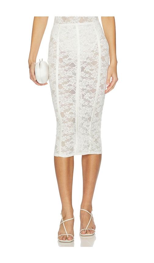 fleur du mal le stretch lace pencil skirt in ivory.
