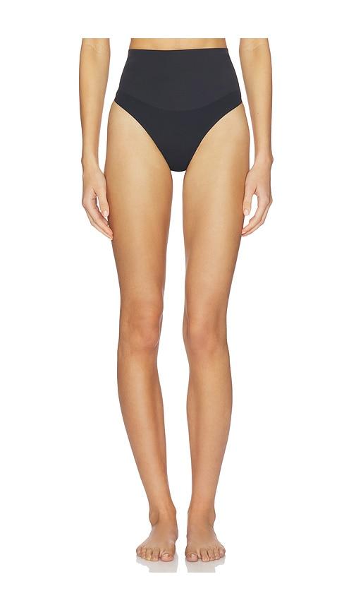 fleur du mal le stretch micro high waist thong in black.