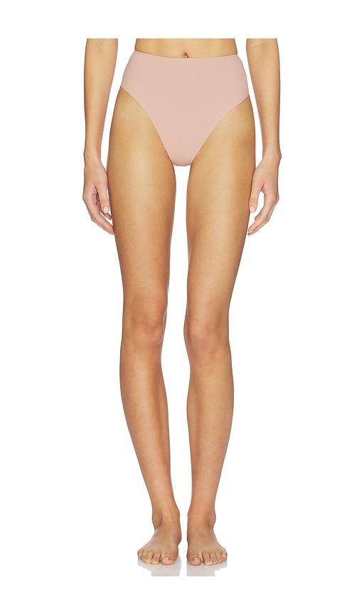 fleur du mal le stretch micro multi fit high waist brief in tan.