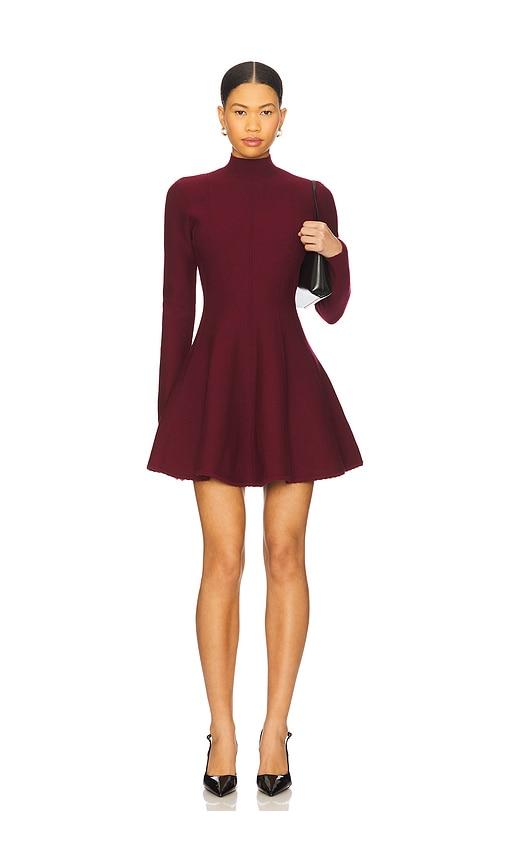 fleur du mal long sleeve flared corset dress in red.