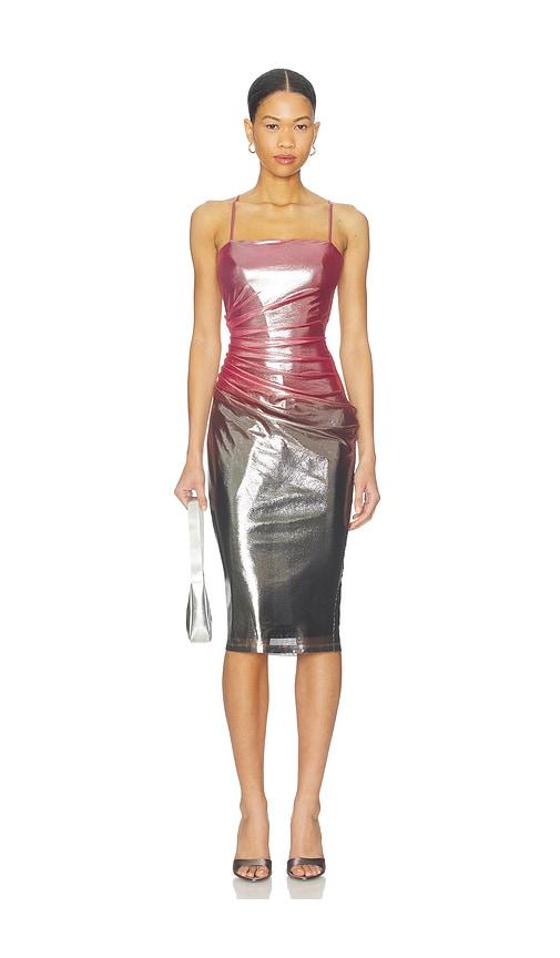 fleur du mal ombre shine dress in pink,metallic silver.