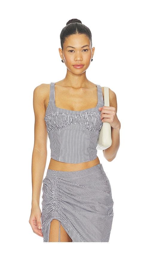 fleur du mal poplin bustier top in black.