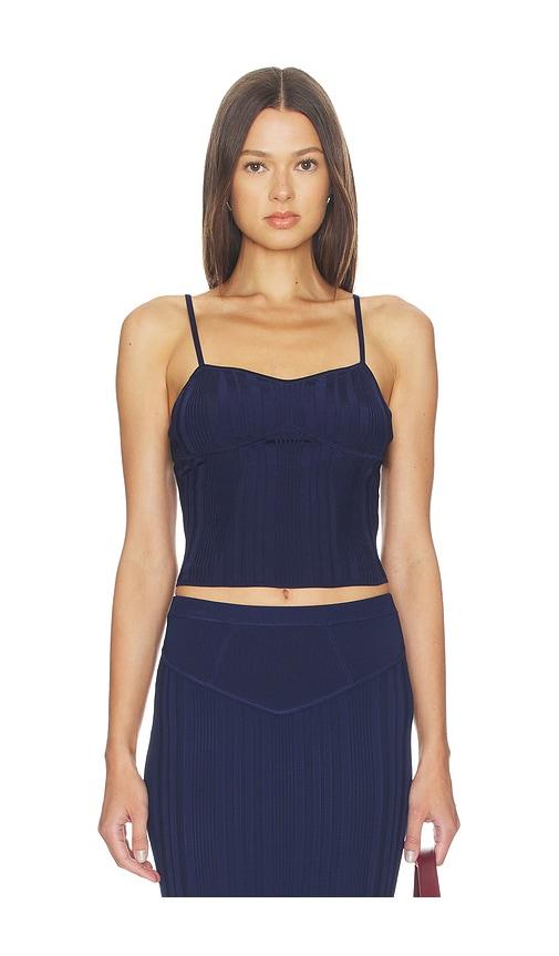 fleur du mal rib darted cami top in navy.