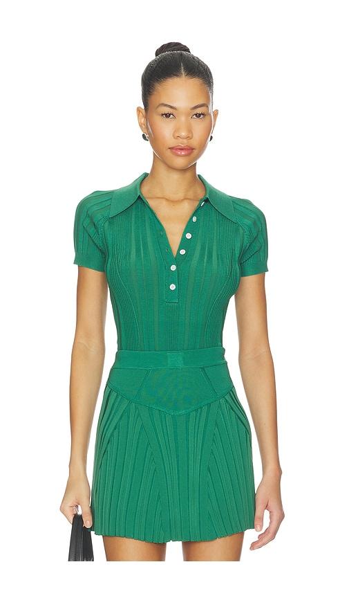 fleur du mal rib polo bodysuit in green.