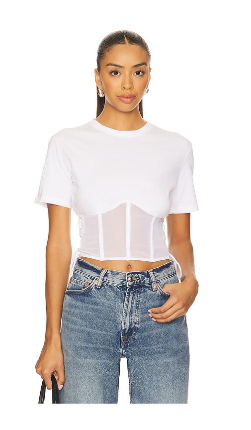 fleur du mal sabrina corset t-shirt in ivory.