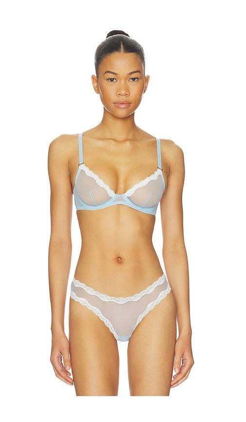 fleur du mal sheer tulle demi bra in baby blue.