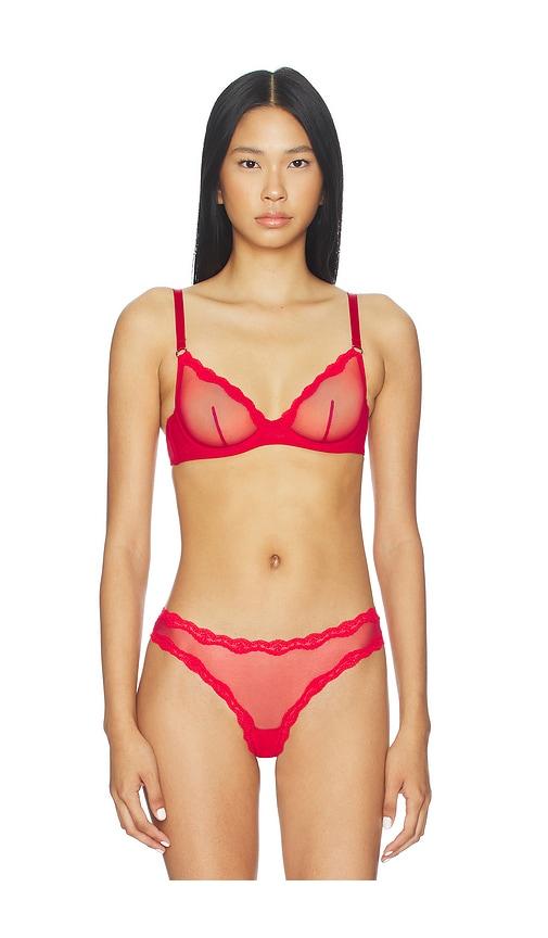 fleur du mal sheer tulle demi bra in red.