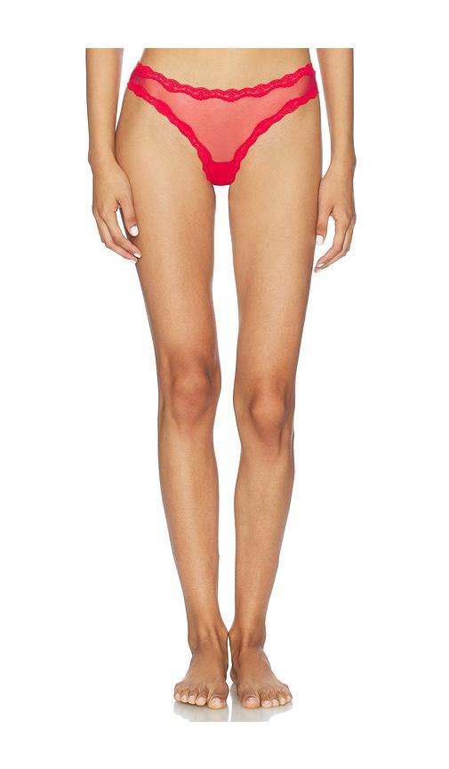 fleur du mal sheer tulle thong in red.