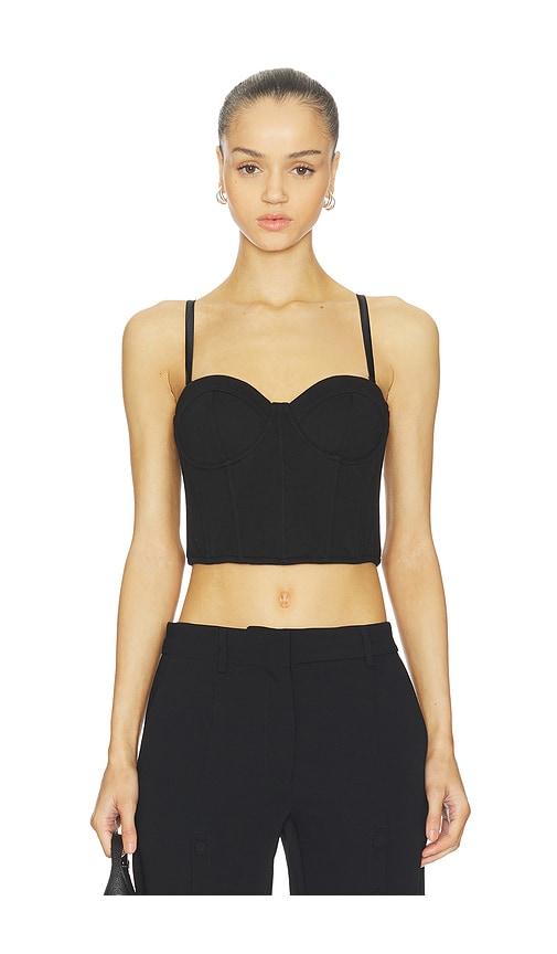 fleur du mal terry cropped hamptons top in black.