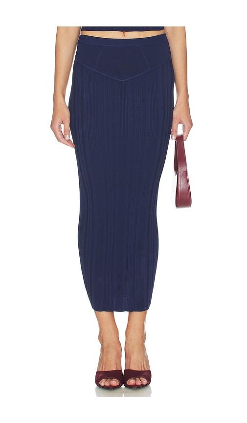 fleur du mal three way rib skirt in navy.