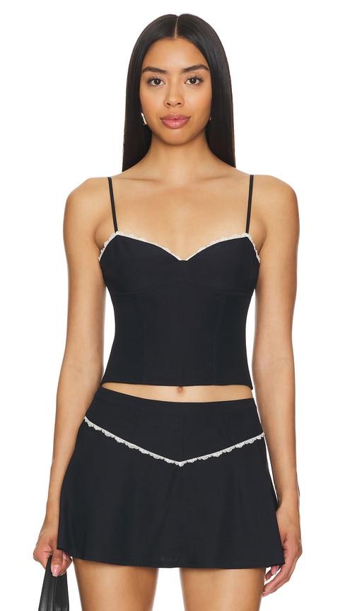 fleur du mal x revolve lace cupped tank in black.