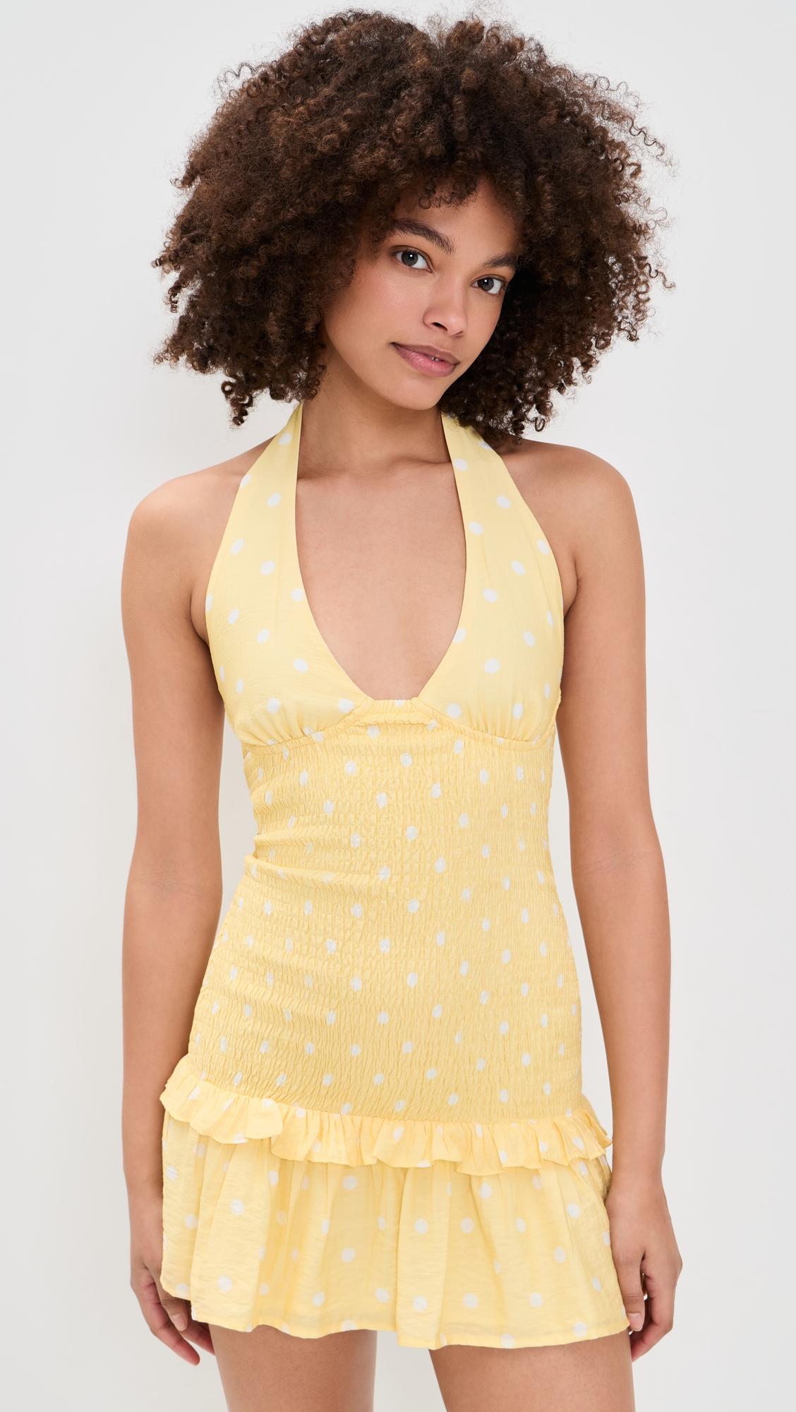 fleur shirred halter mini dress