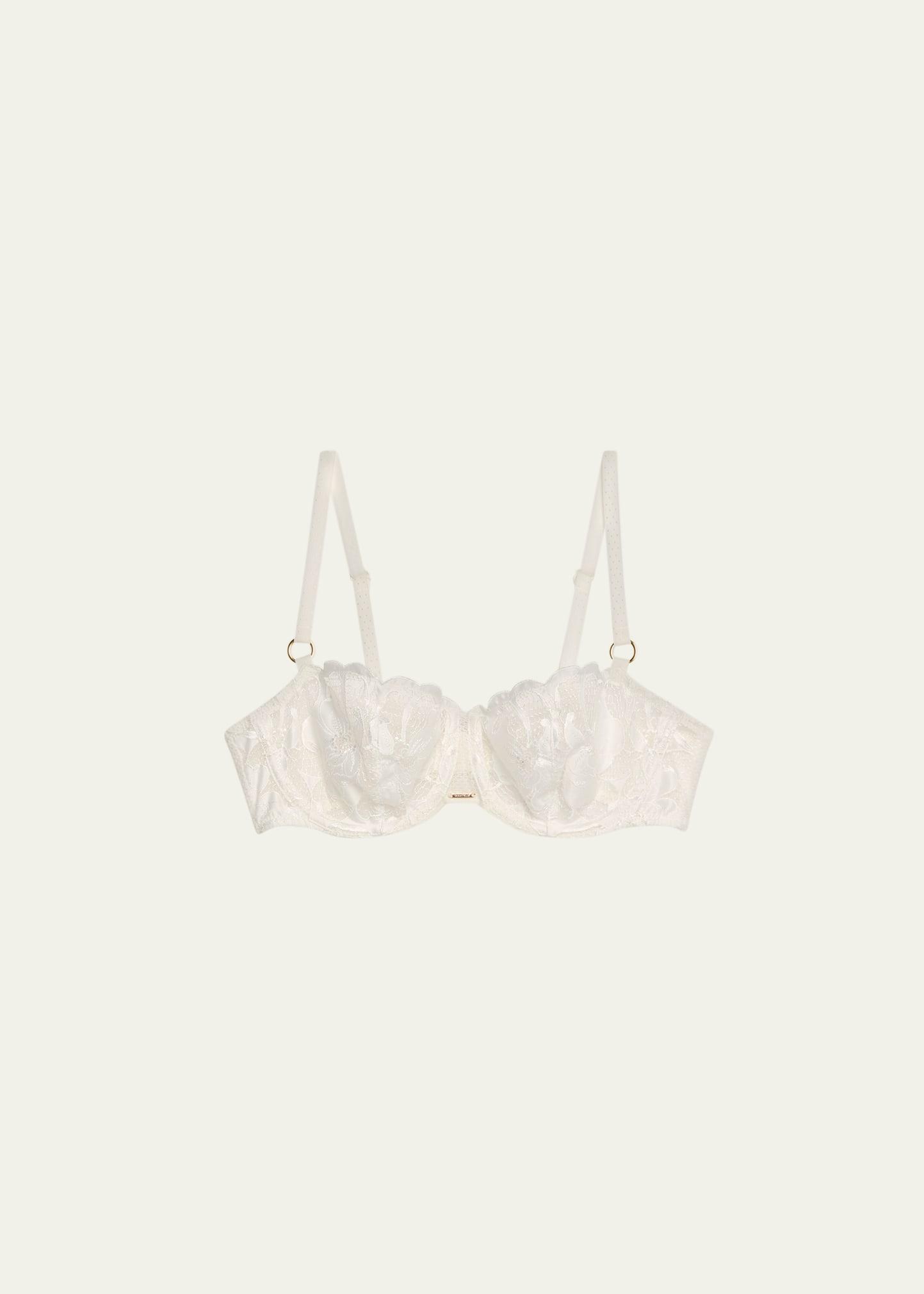 fleurs velvet applique demi bra