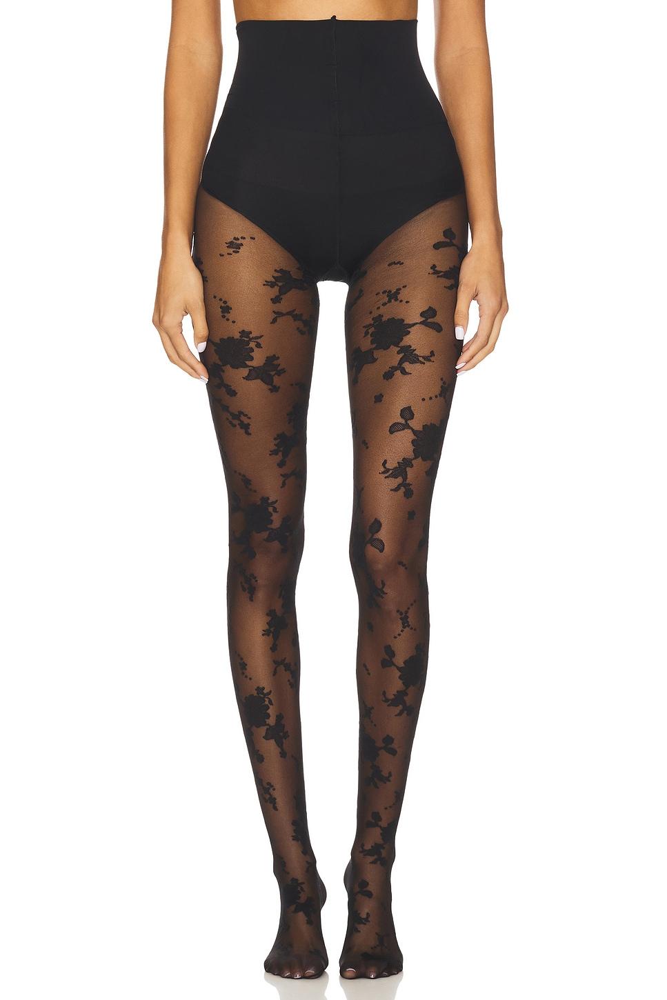 flocked floral tights
