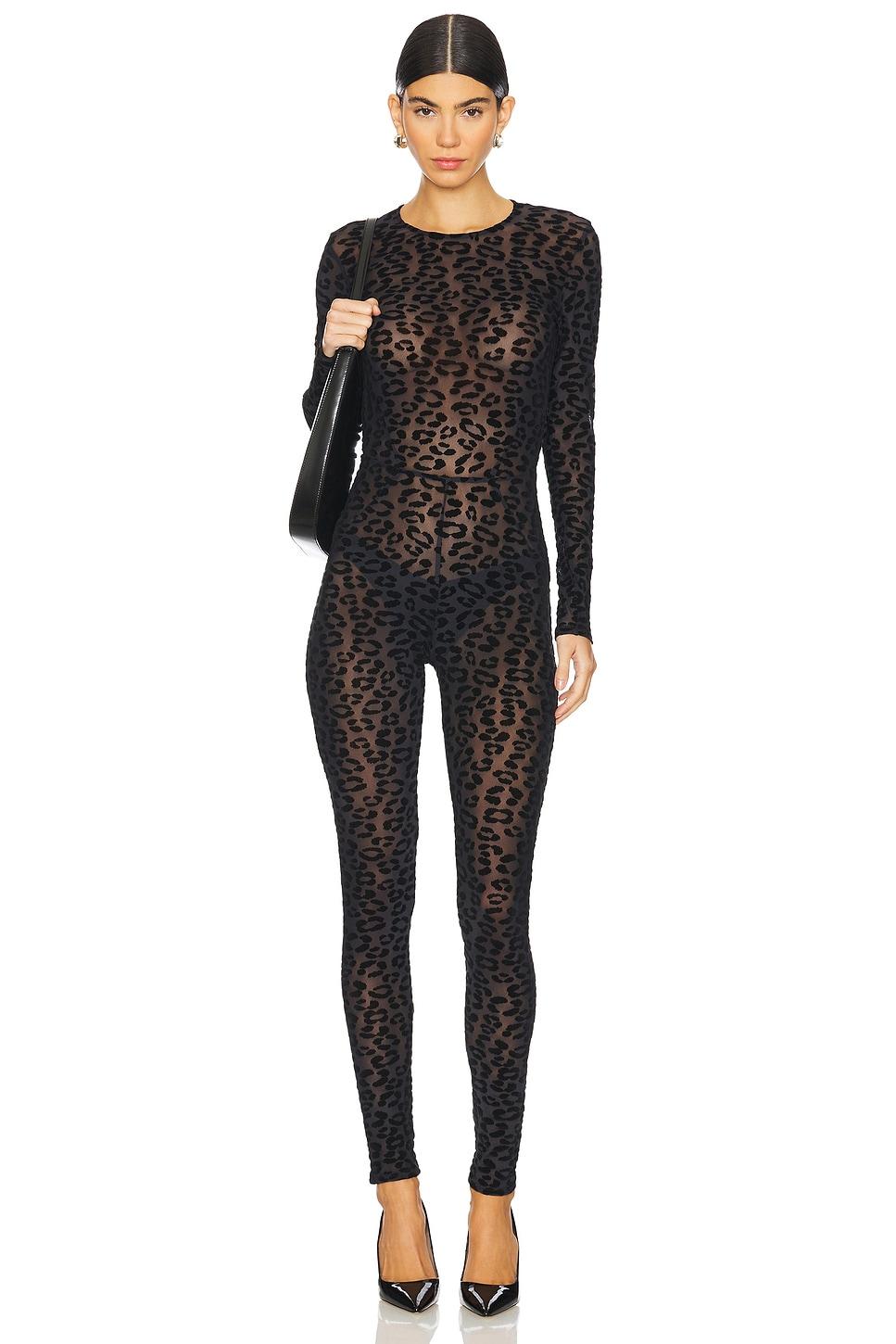 flocked leopard catsuit
