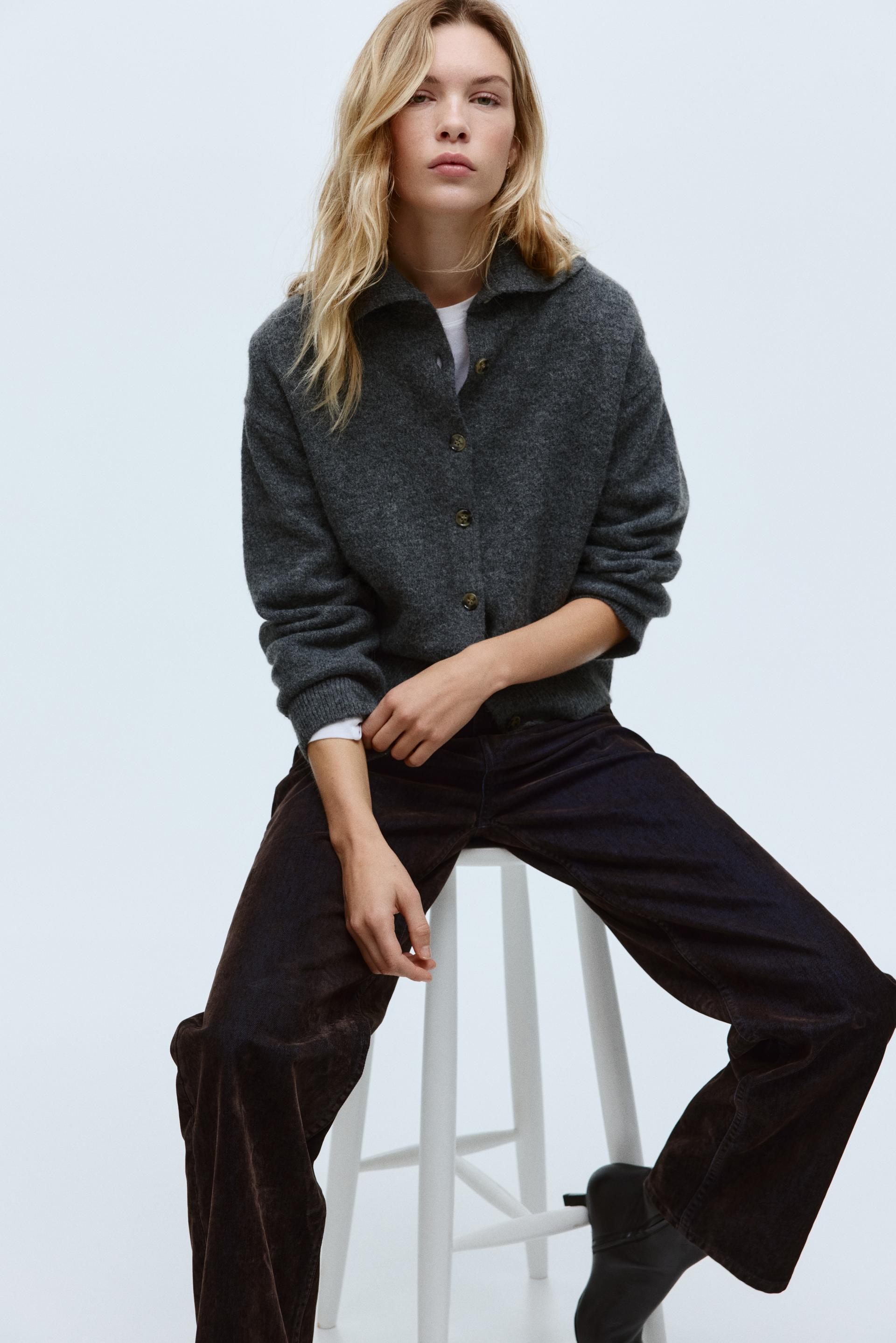 flocked straight high jeans