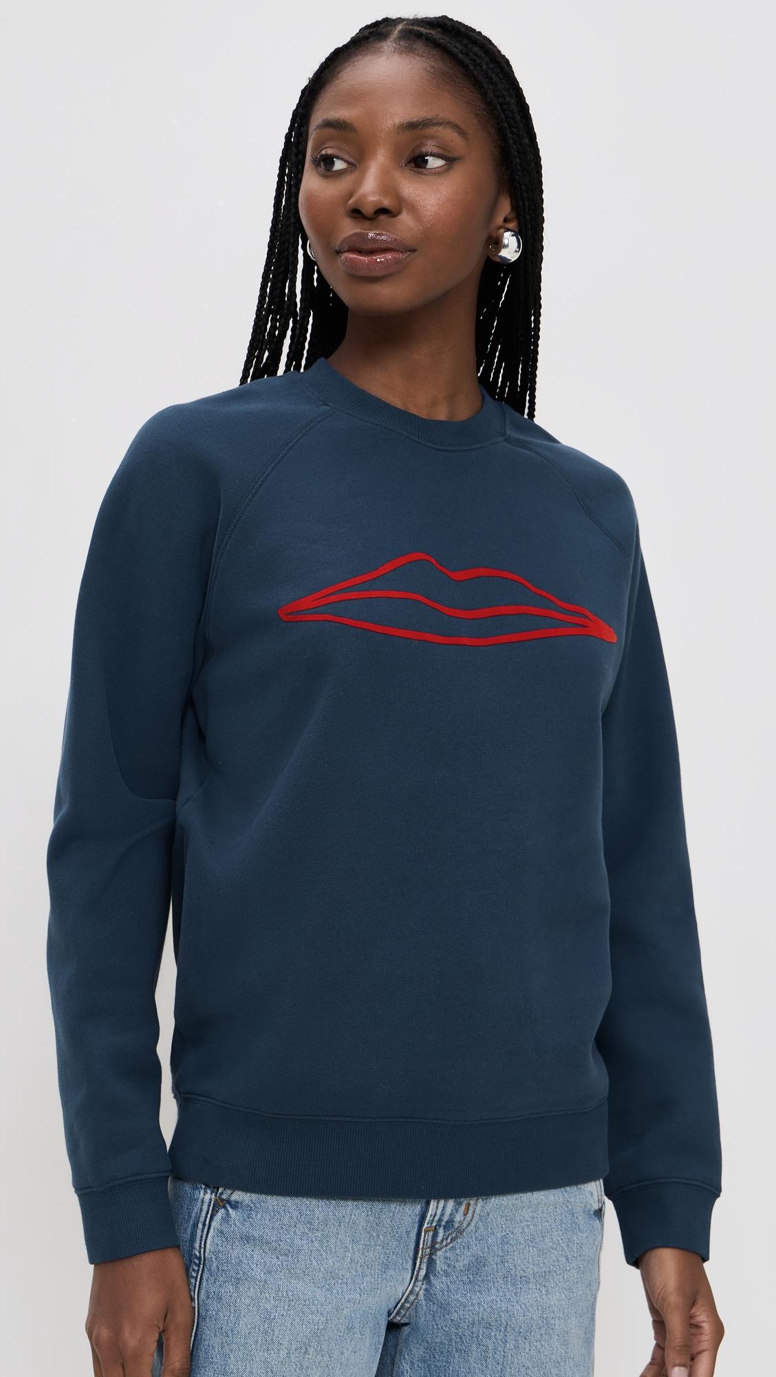 flocked surrealisme lips sweatshirt