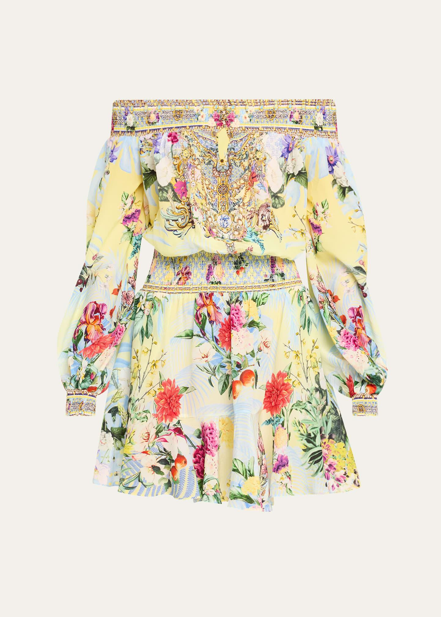 flor fantastica off-shoulder mini dress