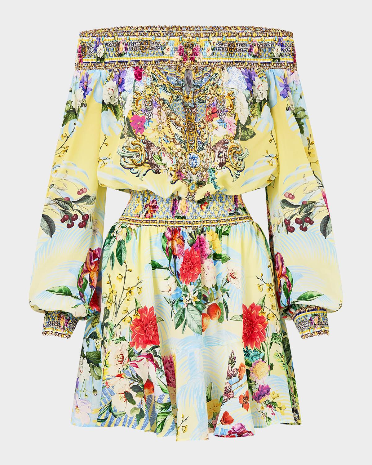 flor fantastica off-shoulder mini dress