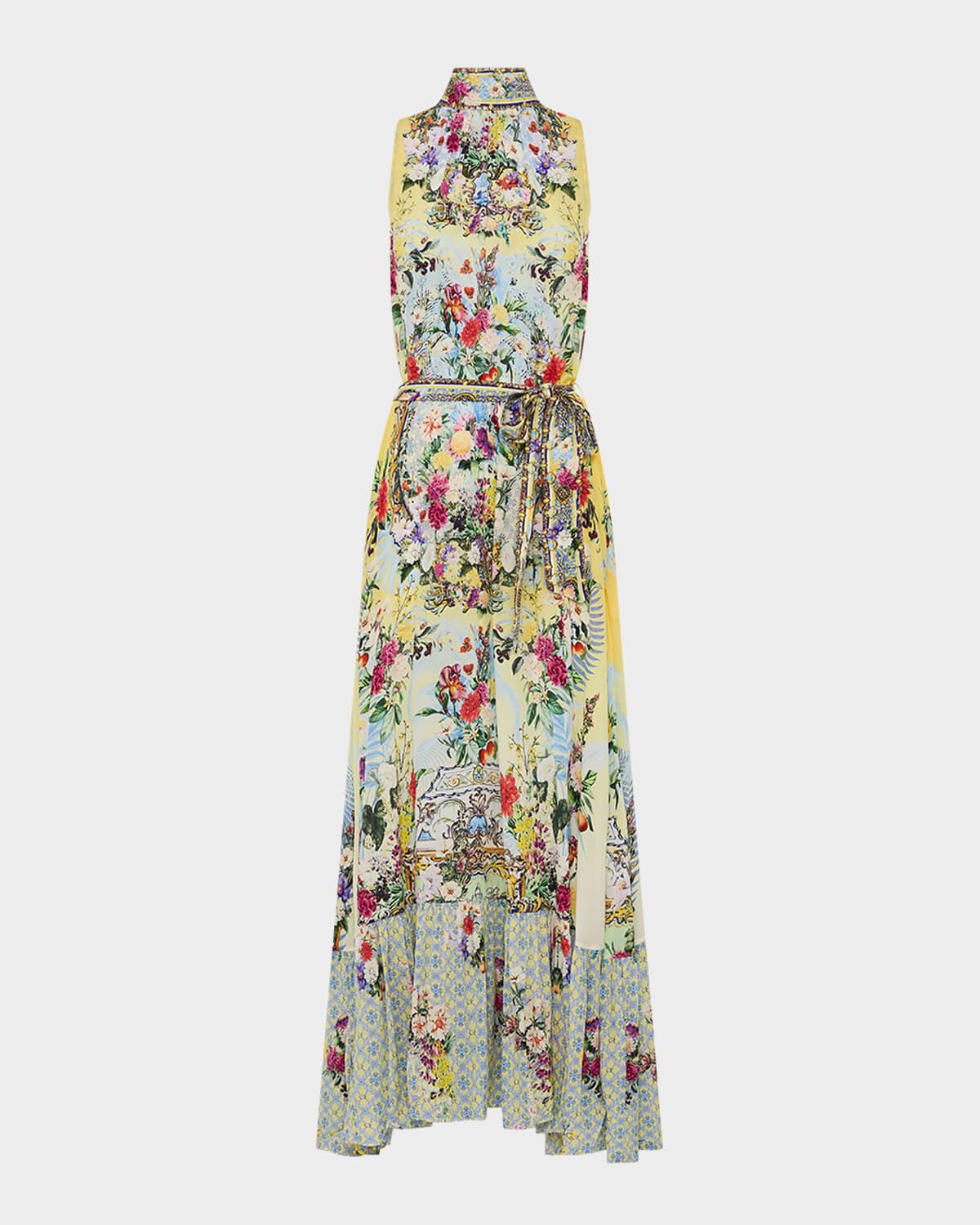 flor fantastica tie-neck maxi dress