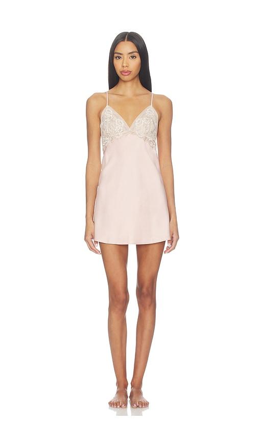 flora nikrooz kimono chemise with embroidery in pink.