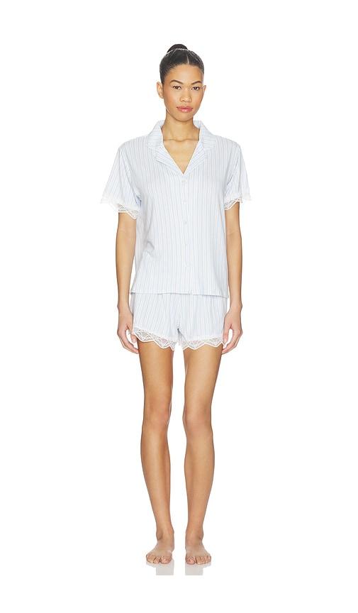 flora nikrooz luna notch pajama set in baby blue.