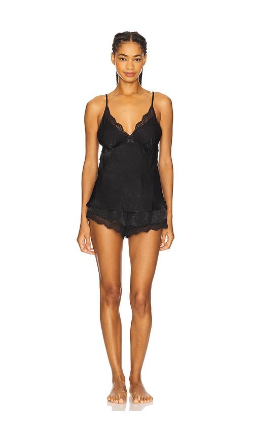 flora nikrooz madelyn sueded charm cami set in black.