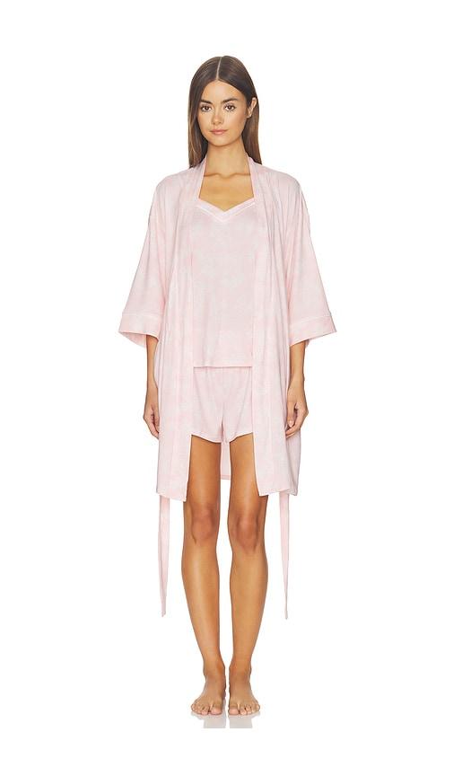 flora nikrooz martha printed knit travel set in pink.