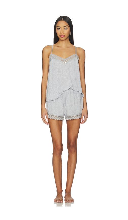 flora nikrooz maven cami & short set with lace in grey.