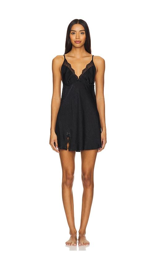 flora nikrooz solid sueded charm slip in black.