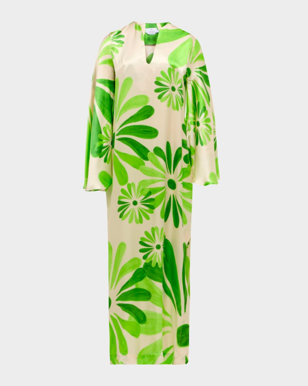 flora printed side-slit maxi caftan