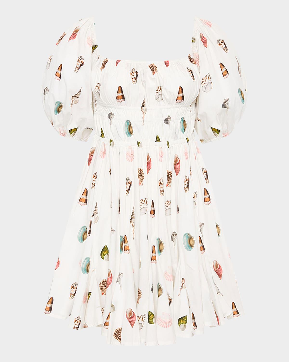 flora seashell-print cotton mini dress