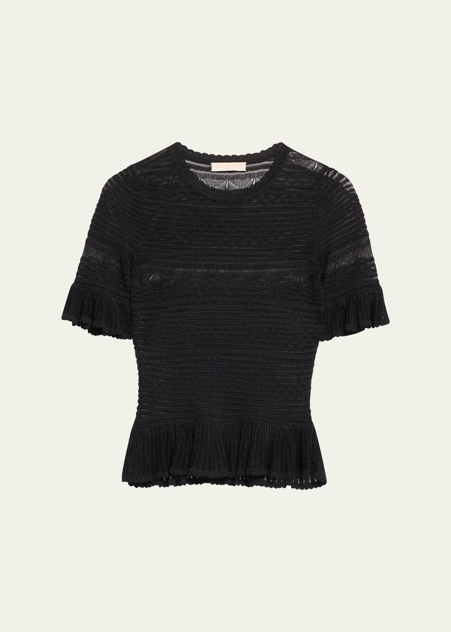 flora semi-sheer textural knit top