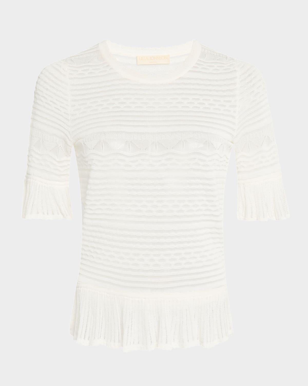 flora semi-sheer textural knit top
