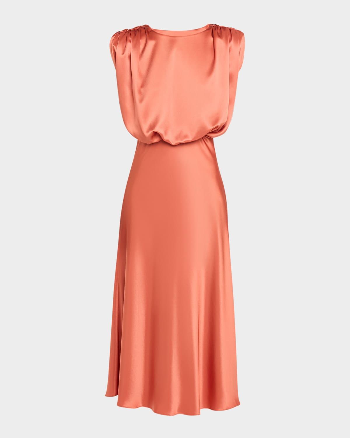 flora sleeveless silky satin blouson dress