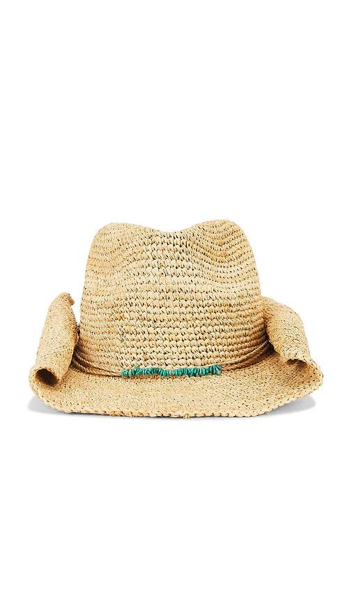 florabella tanya crochet raffia cowboy hat in neutral.