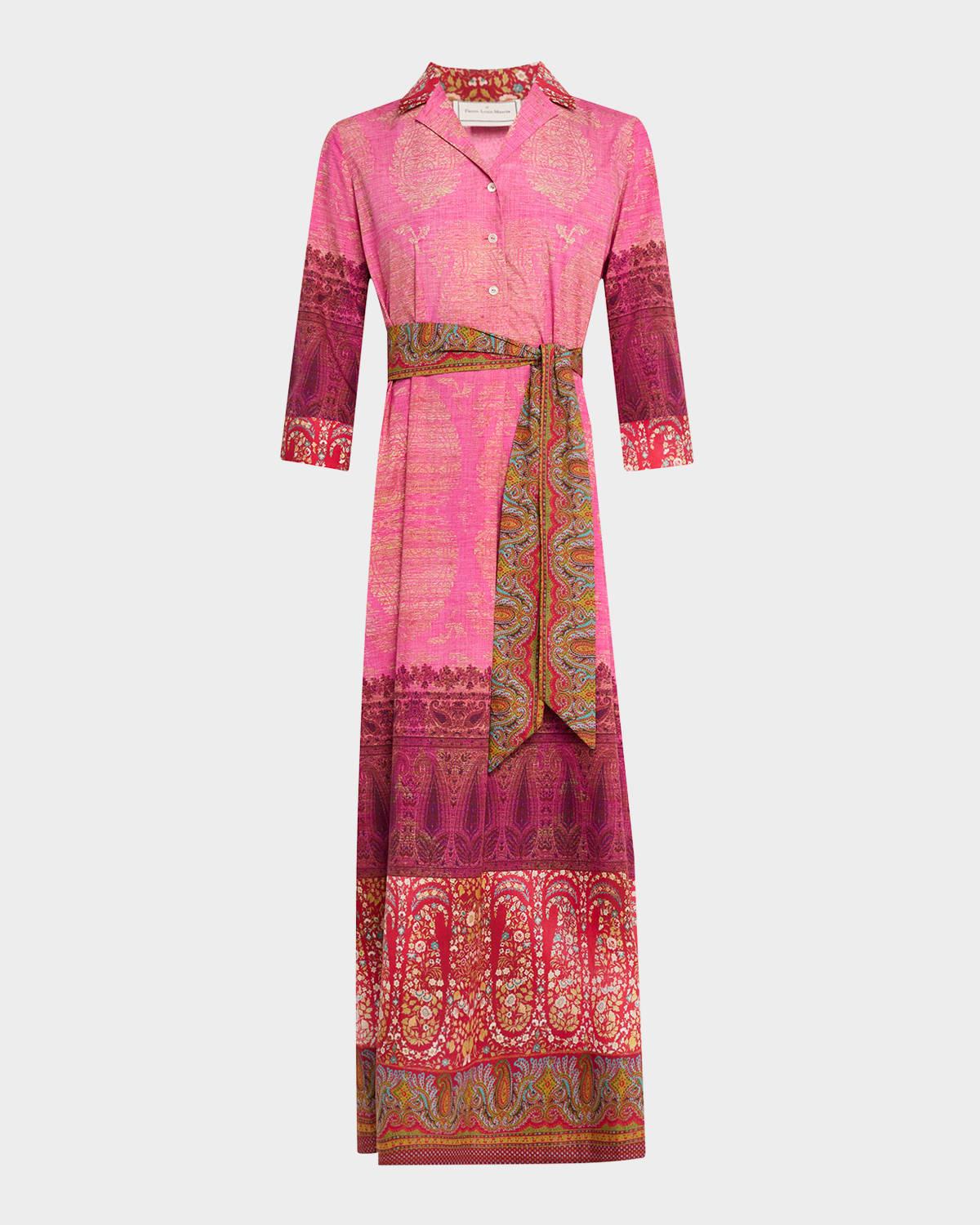 floral & paisley-print maxi shirtdress