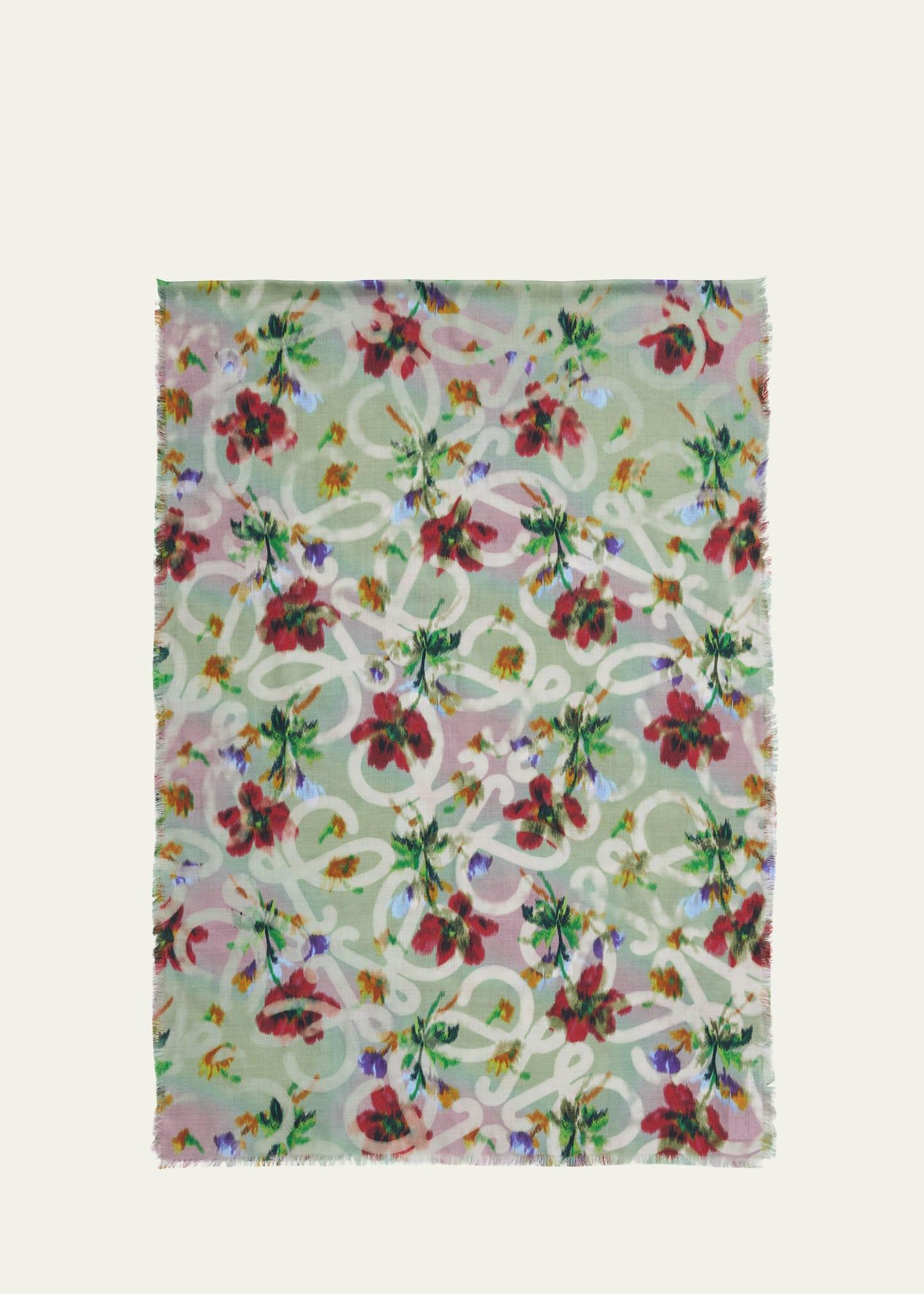 floral anagram cashmere and silk scarf