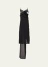 floral applique crepe draped dress