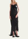 floral applique crepe draped dress