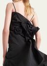 floral applique crepe draped dress
