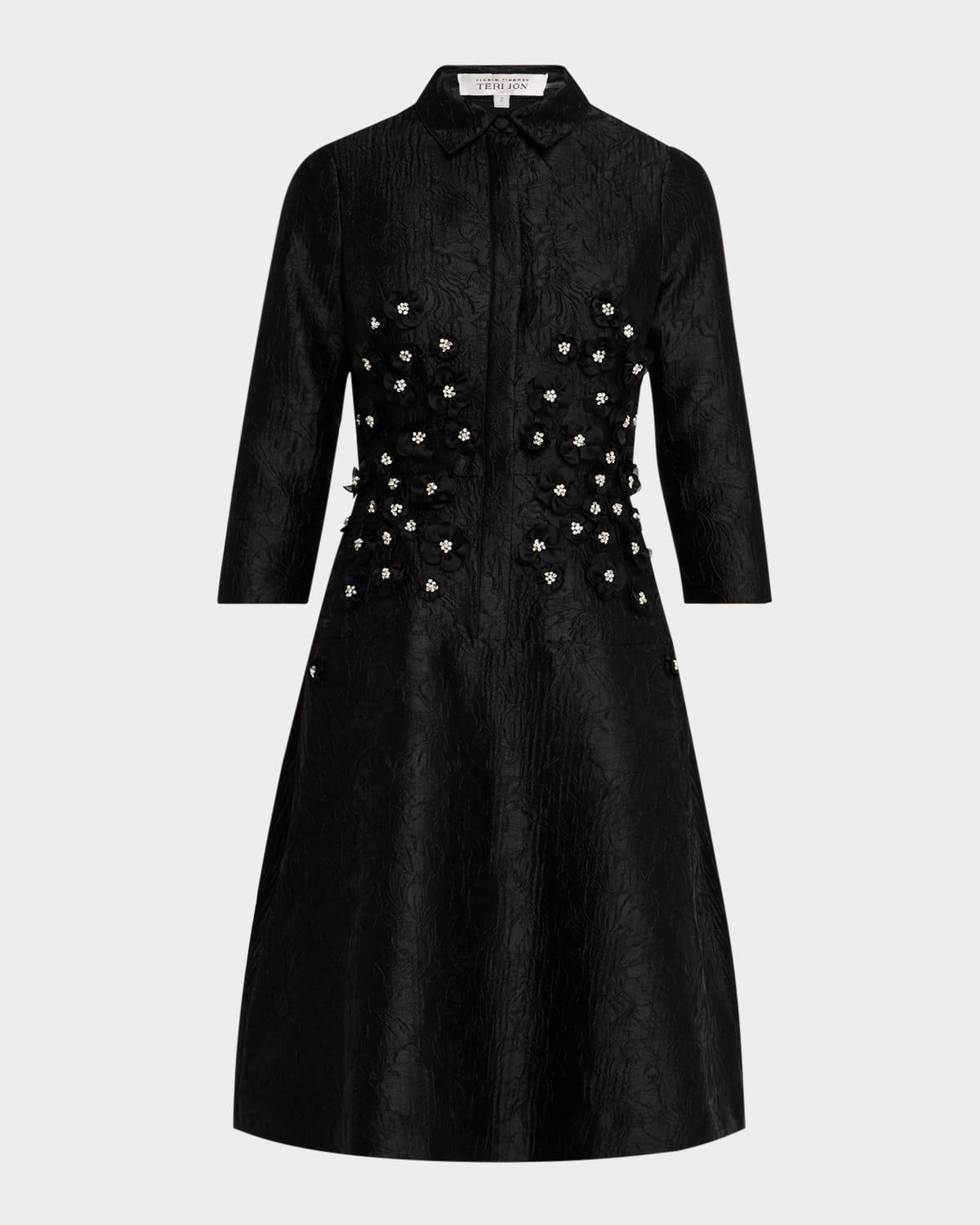 floral applique jacquard shirtdress