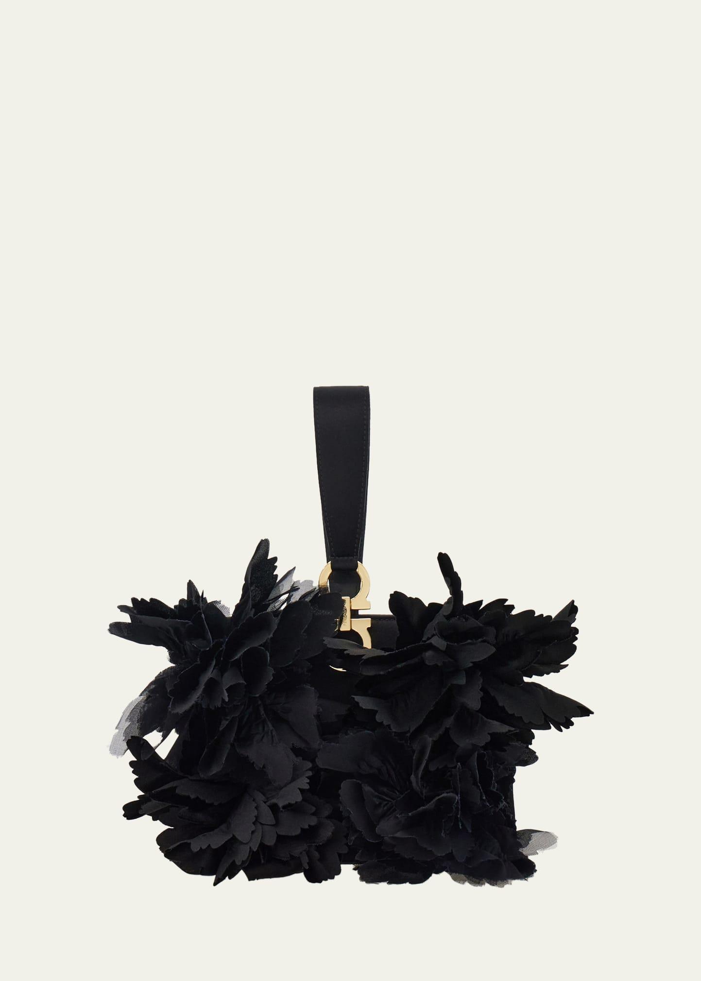 floral applique leather wristlet