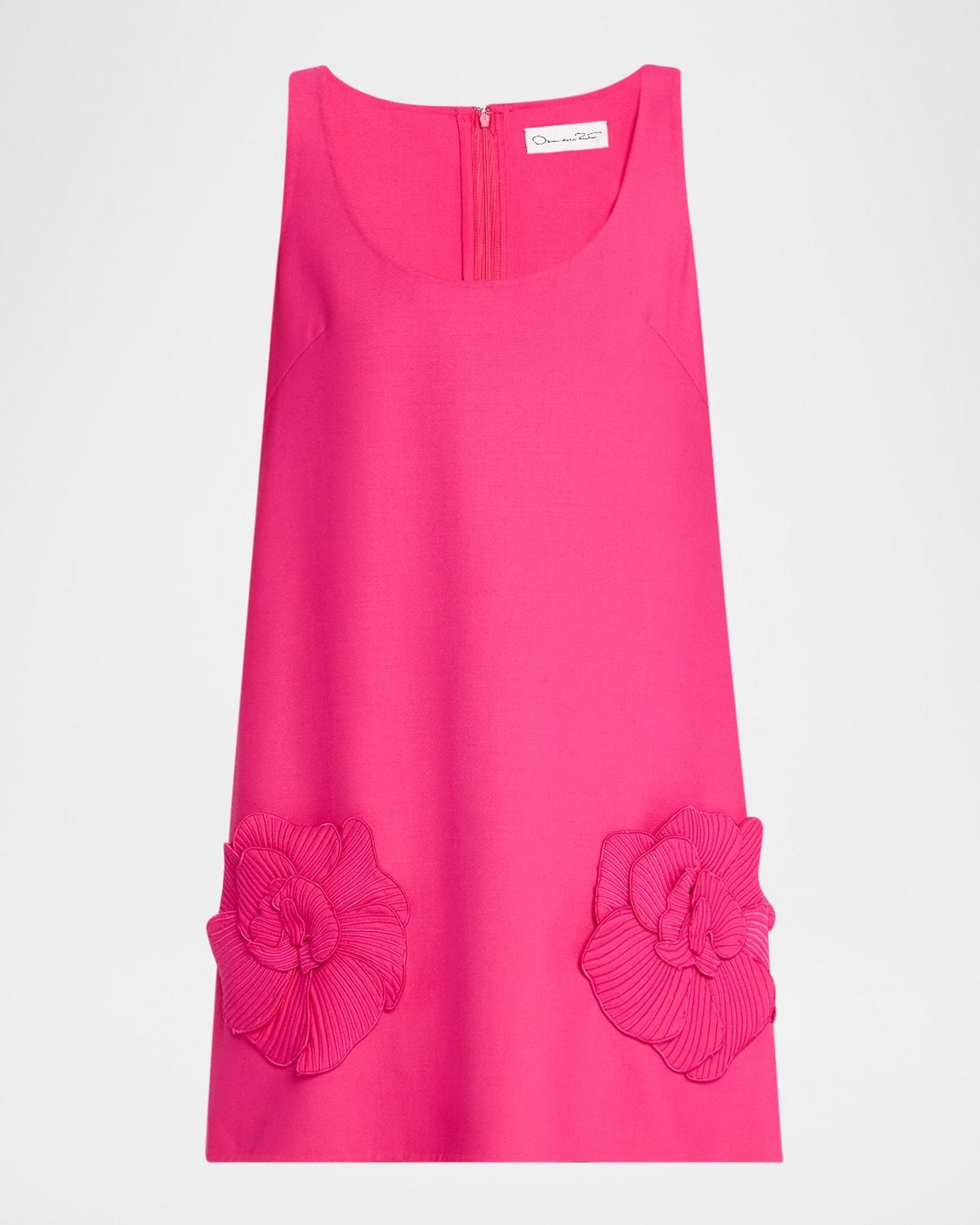 floral applique scoop-neck sleeveless mini dress