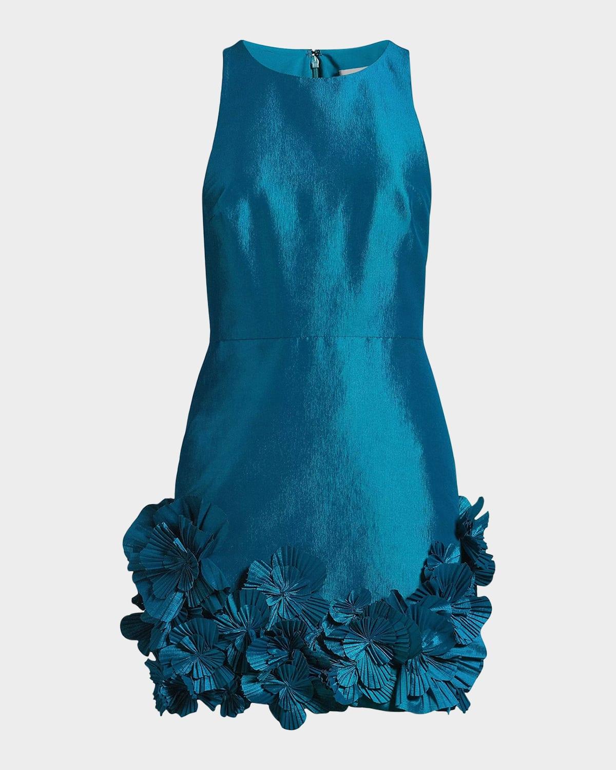 floral applique taffeta mini dress