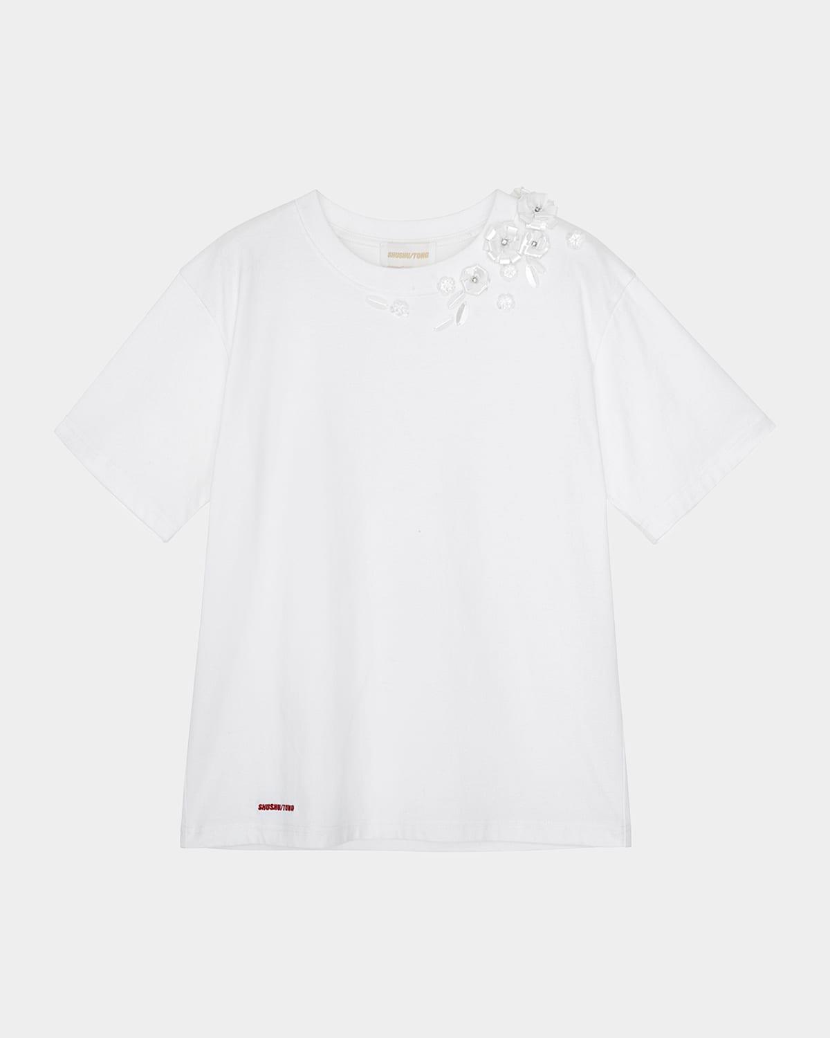 floral beaded short-sleeve tee
