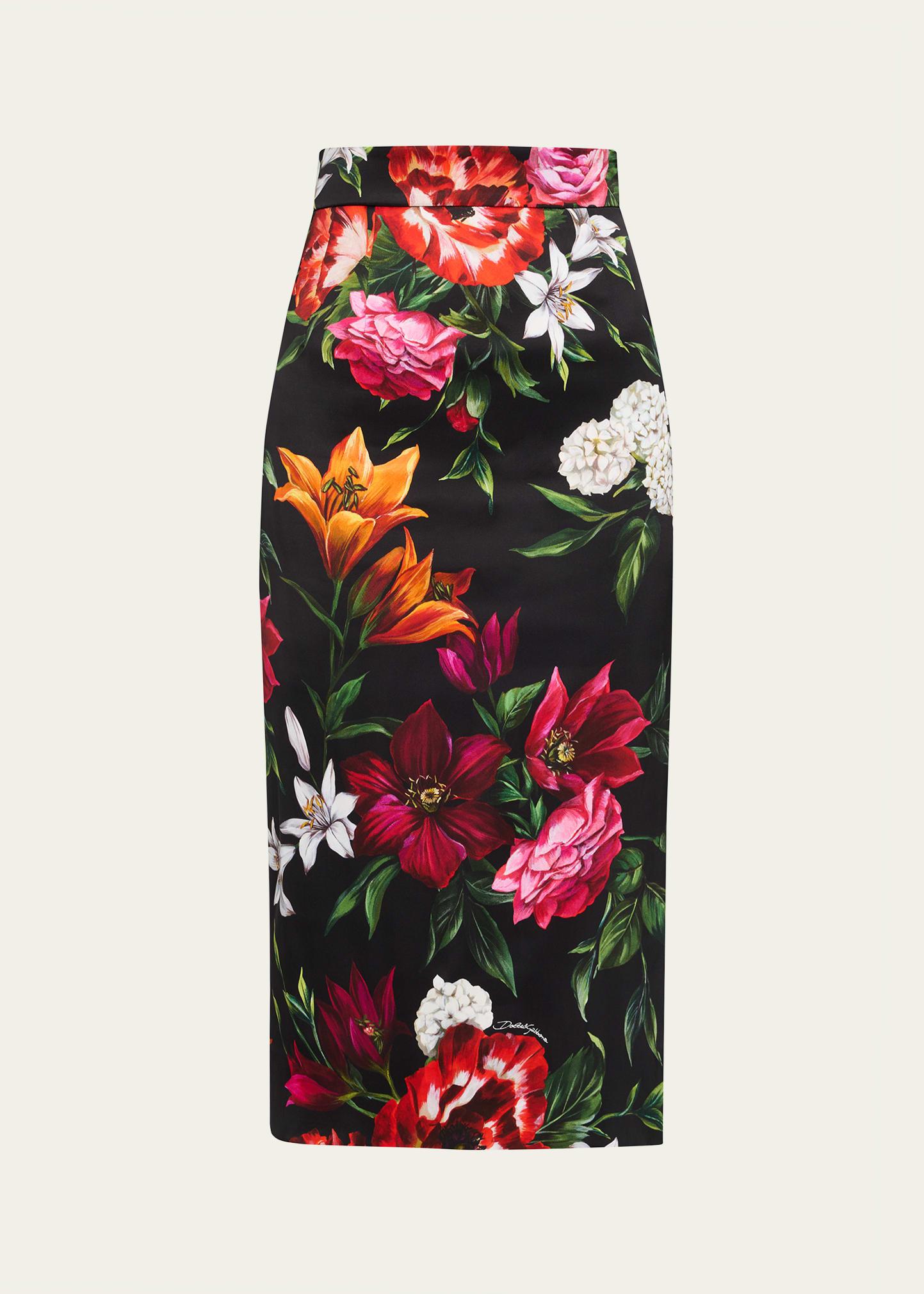 floral bouquet midi skirt