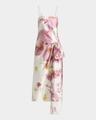 floral bow draped cocktail dress