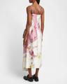 floral bow draped cocktail dress