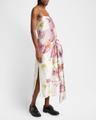 floral bow draped cocktail dress